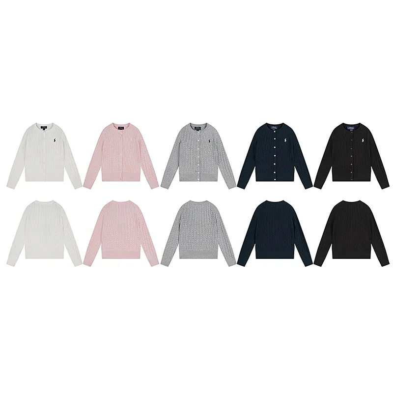 Style number: 2501 P200 Polo Ralph Lauren sweater Pony embroidered cable style single-breasted long-sleeved knit Color: White Pink Black Navy Gray Size: S (90-100) m (110-120) L (130-140) xL (150-160)